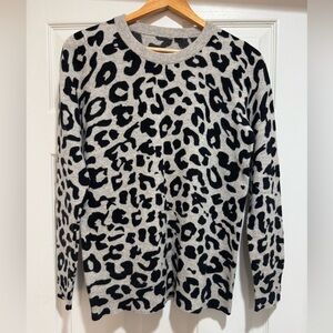 Black and Gray Leopard Print Cashmere Sweater
